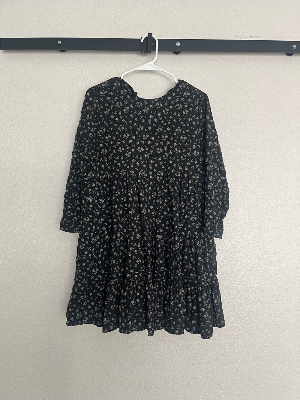 Woman’s Black Floral Tiered Dress
